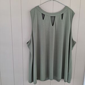Studio 1886 Size 3X Sage Green Sleeveless Blouse Camisole With Cut-out Neckline